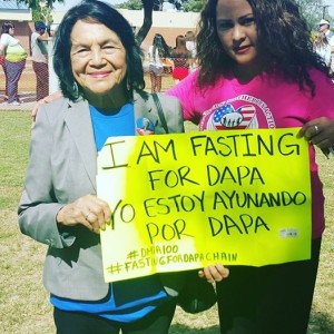 Dolores Huerta and Alejandra Sanchez joined the Fasting for DAPA Chain 